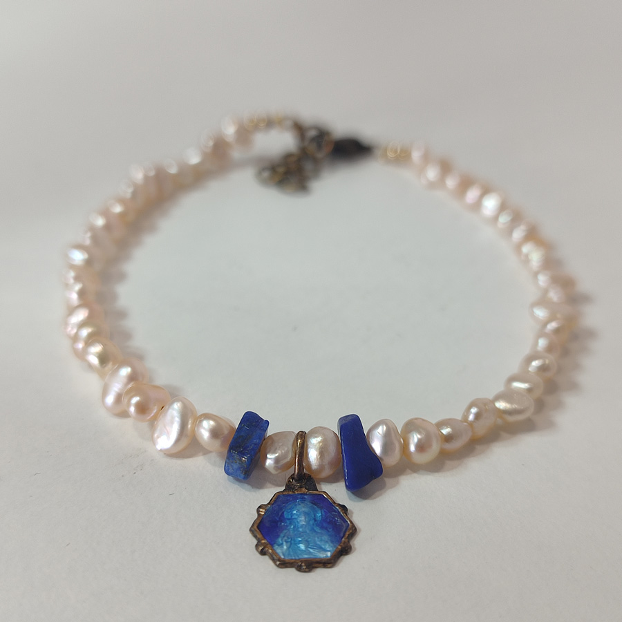 bracelet-medaille-1 Bracelet médaille bleu, une création la Fabrique Re belle