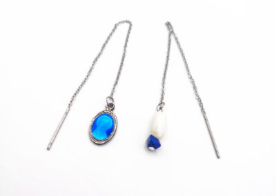 Boucles d’oreilles médailles bleues DISPO
