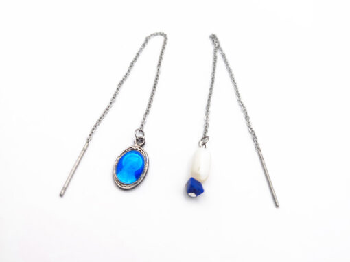 Boucles d’oreilles médailles bleues DISPO